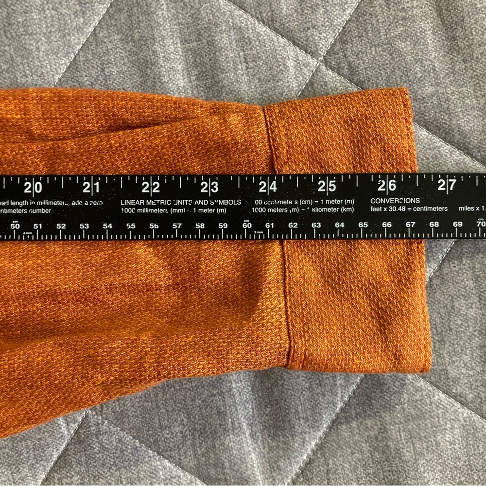 32 Bar Blues Long Sleeve Button Up Shirt Mens XL Orange Cotton Linen Blend - Picture 9 of 11
